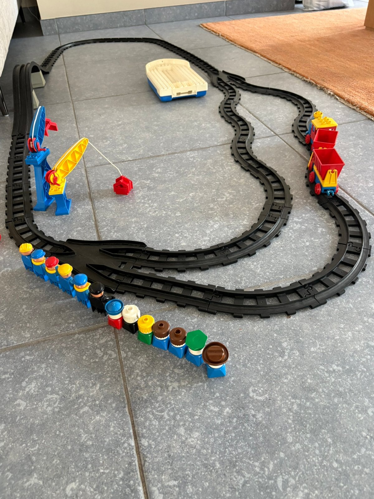 Duplo: Treinset met brug, Haven/Boot, Wagens+1,7kg blokken, Ophalen, Gebruikt