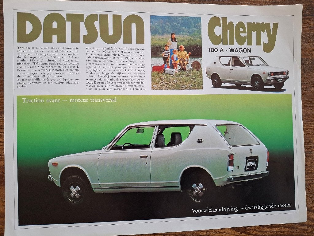 DATSUN  CHERRY  100 A - WAGON   '72, Boeken, Auto's | Folders en Tijdschriften, Ophalen of Verzenden, Nieuw, Overige merken
