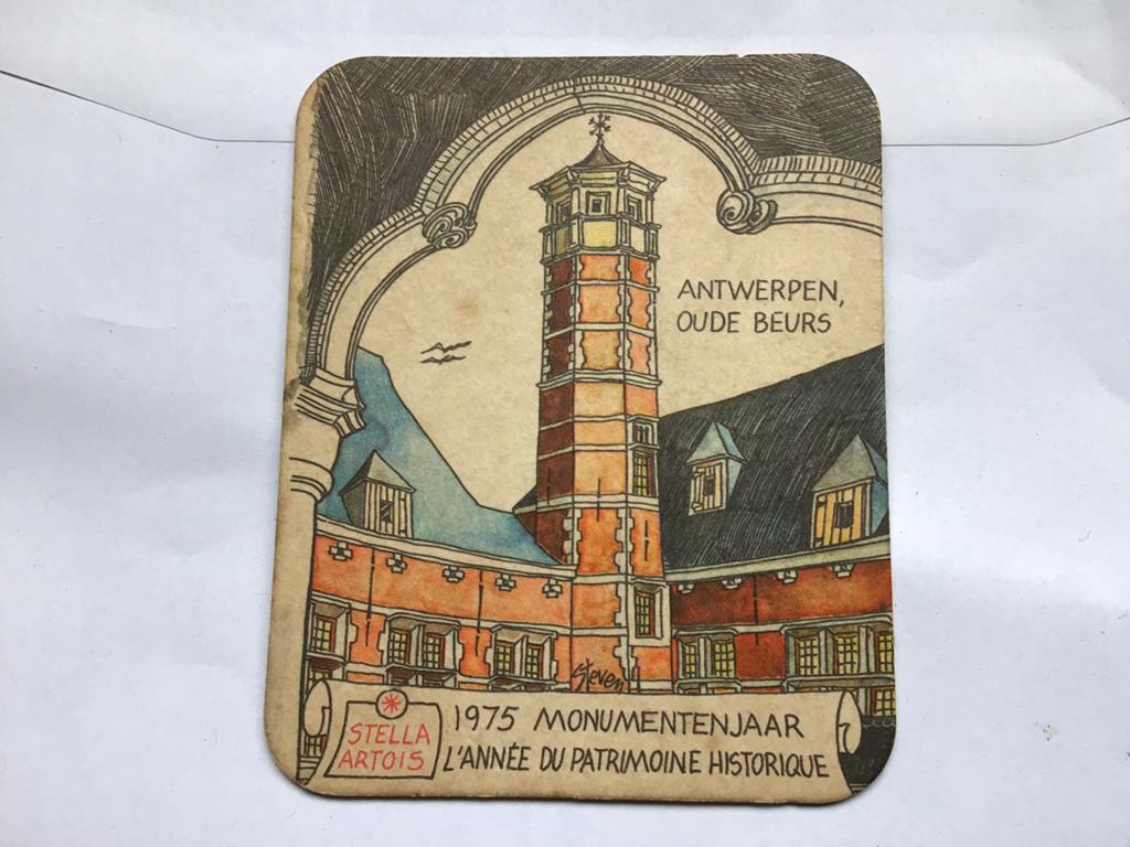 Oud bierviltje Antwerpen Oude beurs 1975, Ophalen, Zo goed als nieuw, Stella Artois