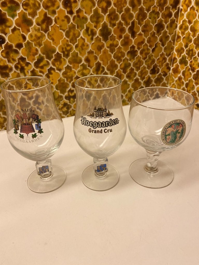 3 Bierglazen Hoegaarden, Enlèvement, Comme neuf, Verre ou Verres