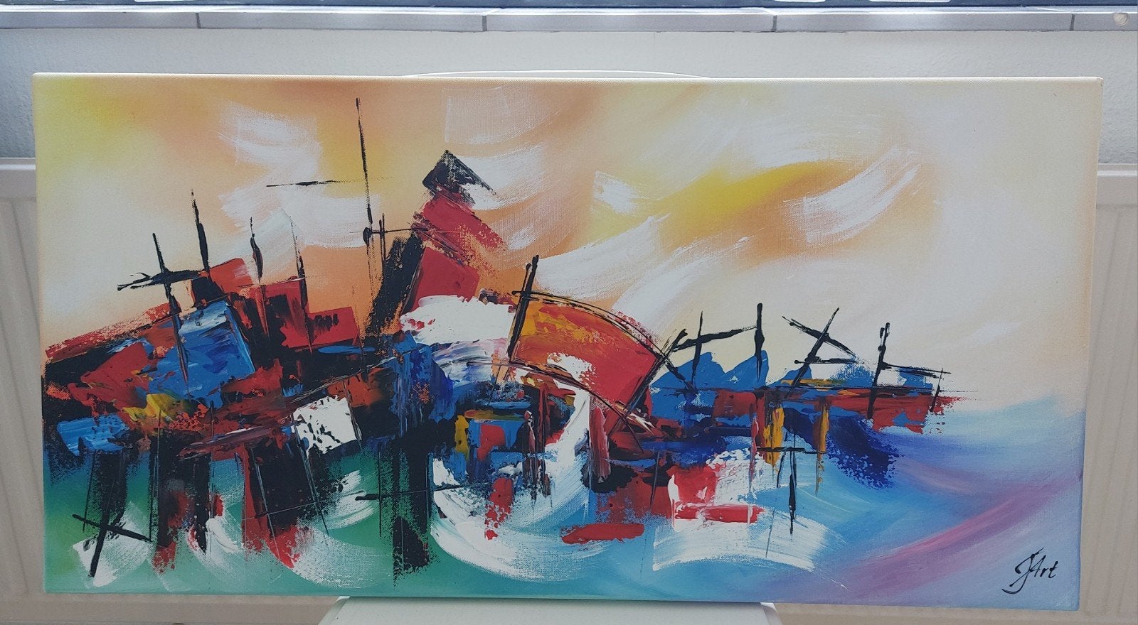 Handgeschilderd schilderij abstract 1-delig, Ophalen