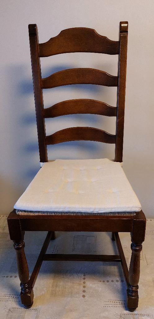 6 identieke houten eetkamerstoelen, Ophalen, Gebruikt, Bruin, Copy antiek/rustiek