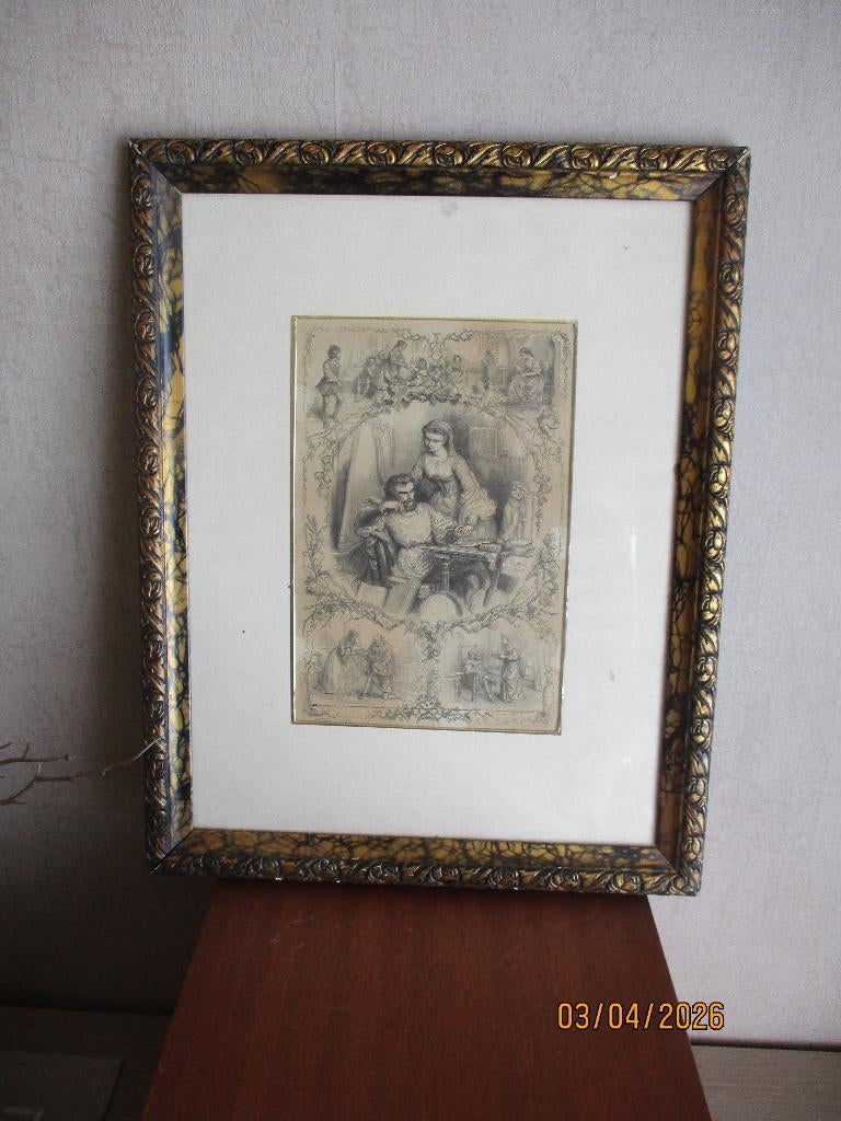 Houtgravure G.Staal 1855, Antiek en Kunst, Ophalen of Verzenden, Gravure, Ingelijst
