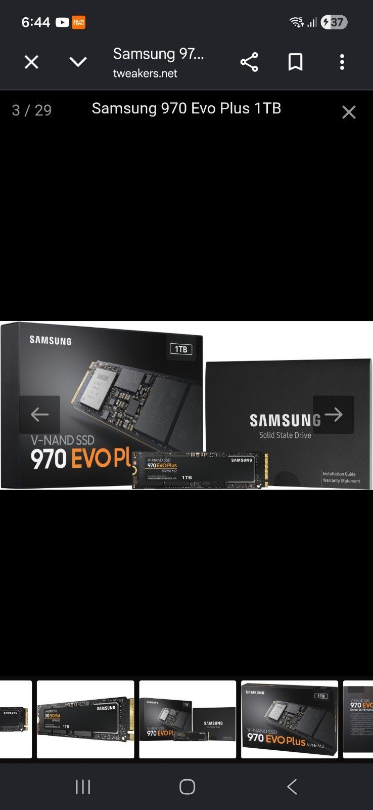 SSD Samsung NVME 970 evo de 1 To, Informatique & Logiciels, Mémoire RAM, Enlèvement ou Envoi