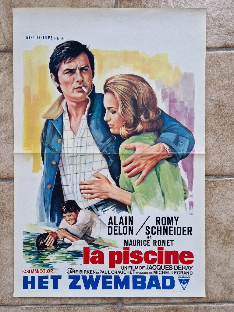 filmaffiche Alain Delon La piscine Romy Schneider filmposter, Collections, Enlèvement ou Envoi, Rectangulaire vertical, A1 jusqu'à A3