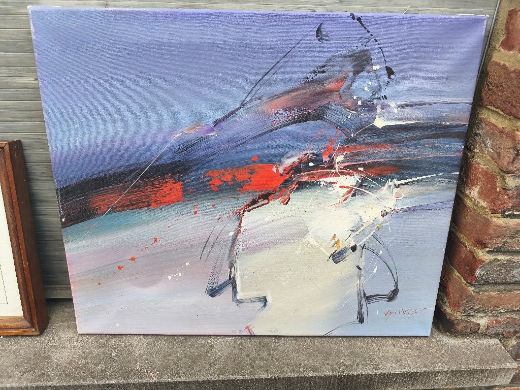 Huile sur toile abstrait signe van hussen, Enlèvement ou Envoi, Abstrait, Toile