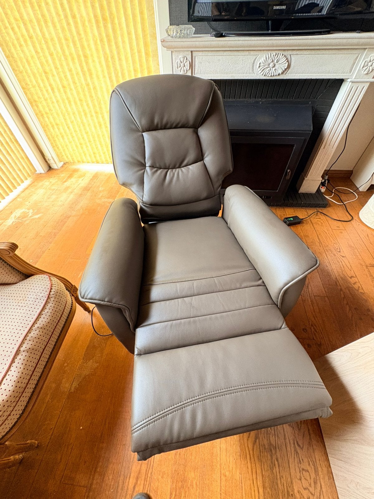 Fauteuil relax électrique similicuir gris, Enlèvement, Comme neuf, Cuir