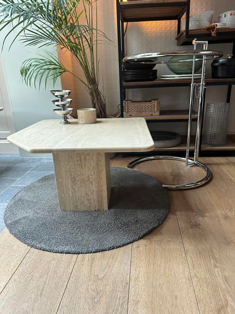 Table basse ou table d'appoint vintage en travertin, Enlèvement, Utilisé, Midcentury