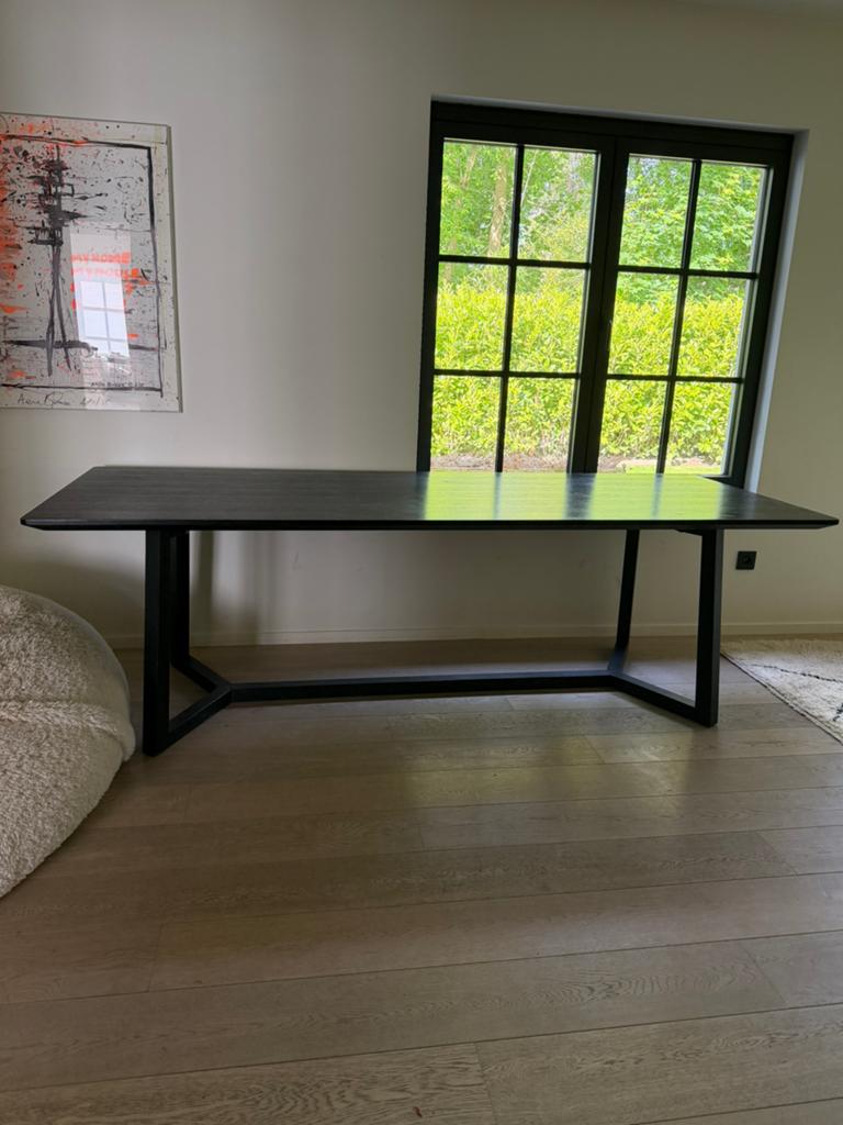Eettafel zwart hout 240 lengte - 95 cm breed, Huis en Inrichting, Tafels | Eettafels, Ophalen, Gebruikt, Eikenhout, 200 cm of meer