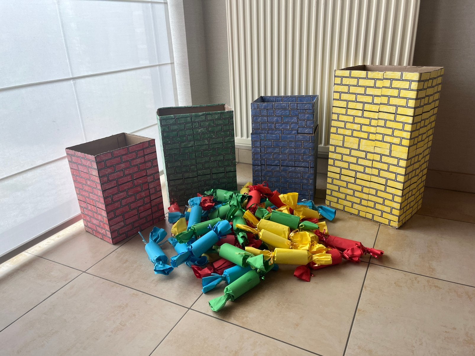 Zelfgemaakt Schoorsteen spel met pakjes, Ophalen, Gebruikt