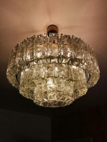 vintage xl Designer Doria kroonluchter mid-century, Huis en Inrichting, Lampen | Hanglampen, Zo goed als nieuw, 50 tot 75 cm, Glas