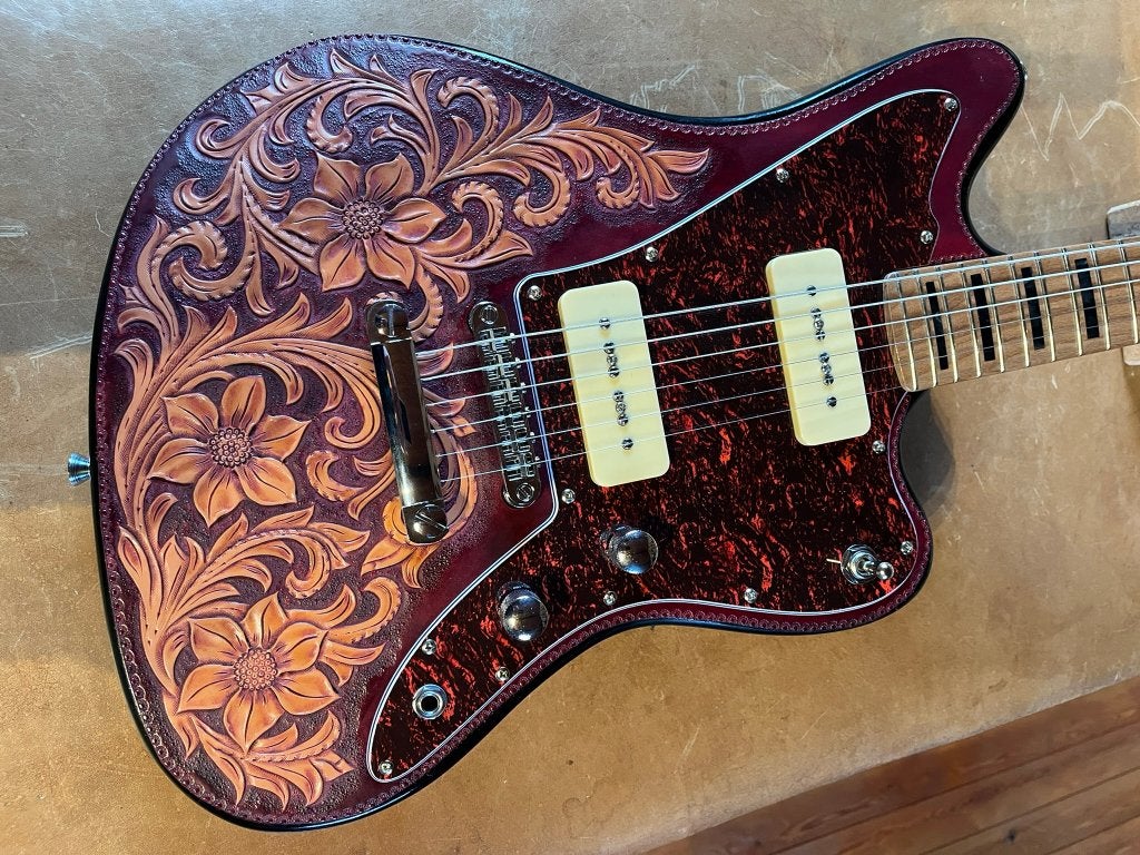 Jazzmaster met P90's en met leer bekleed!, Muziek en Instrumenten, Ophalen, Nieuw, Solid body, Overige merken