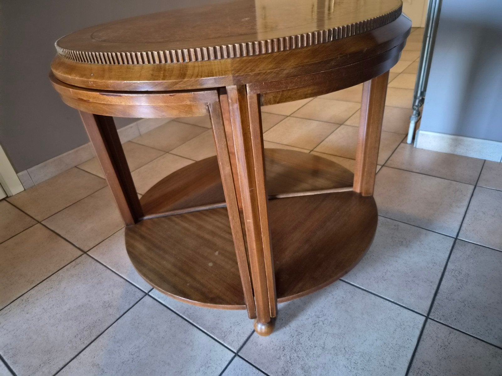 antieke Art Déco nesttafelstel van walnoothout uit de jaren, Antiek en Kunst, Ophalen