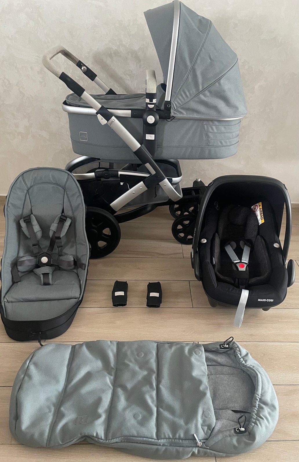 Ensemble complet de poussette Joolz Geo2/Gentle Blue 3-en-1, Enfants & Bébés, Ba, Comme neuf, Enlèvement, Protection de pluie