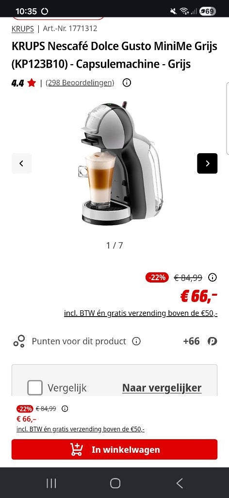 Nescafé Dolce Gusto, Ophalen, Gebruikt, Koffiemachine, Koffiepads en cups