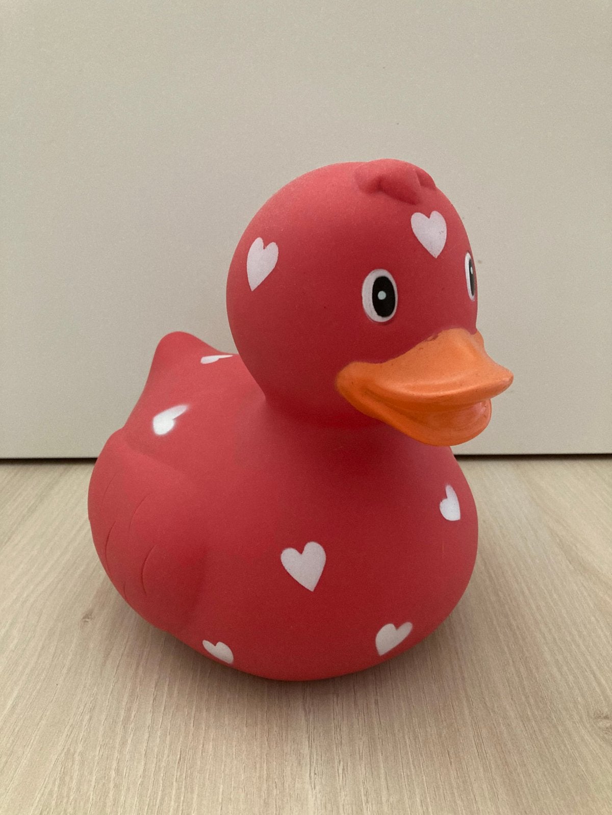 Grote badeend - 27x23x20 cm - rood met hartjes, Ophalen of Verzenden, Zo goed als nieuw, Badeend