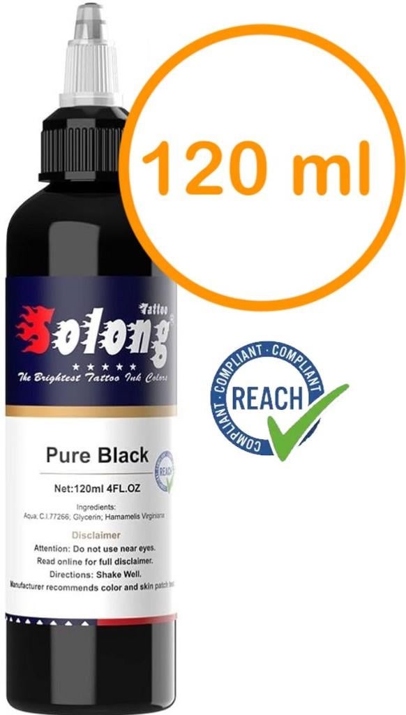 Tattoo Inkt Pure Black| 120 ml | Diep Zwart| REACH Compliant, Ophalen