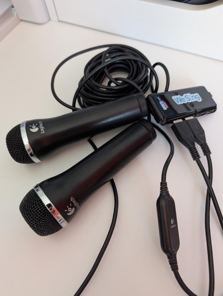 Lot de 2 micros USB Logitech E-UR20 + concentrateur USB, Audio, Tv en Foto, Karaoke-apparatuur, Zo goed als nieuw, Microfoon(s)