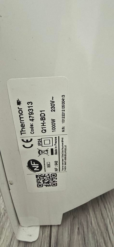 Radiateur électrique Thermor Tenerife 1000w horizontal blanc, Enlèvement