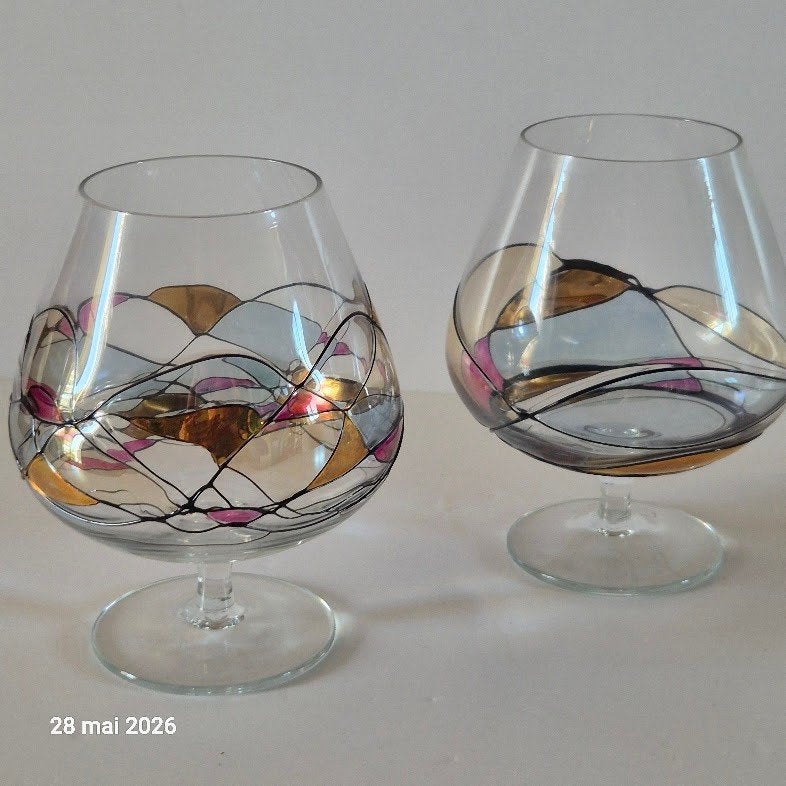 Set van 2 Cristal de Paris cognacglazen met glaspasta, Verzenden, Nieuw, Overige typen