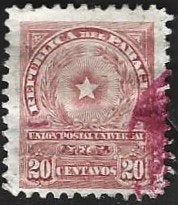 1 Postzegel Paraguay 1913 Staatswapen, Postzegels en Munten, Postzegels | Amerika, Ophalen of Verzenden, Gestempeld, Zuid-Amerika