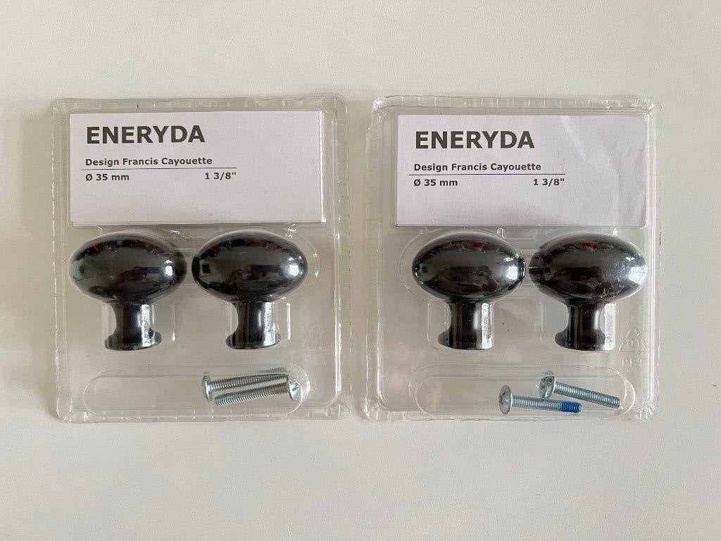Deux paires de boutons poignées armoires noirs Eneryda Ikea, Enlèvement ou Envoi, Neuf