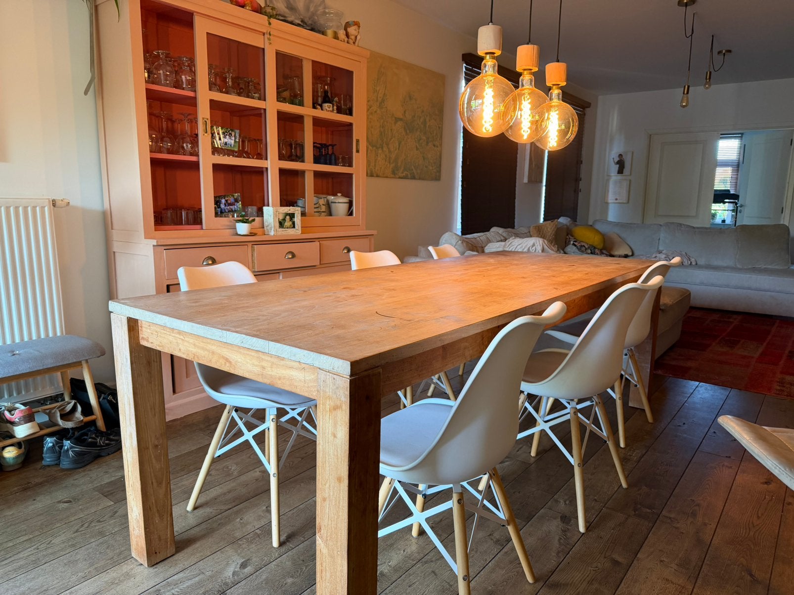Teak Living Tafel 240  90 + Gratis Stoelen, Huis en Inrichting, Ophalen, Zo goed als nieuw