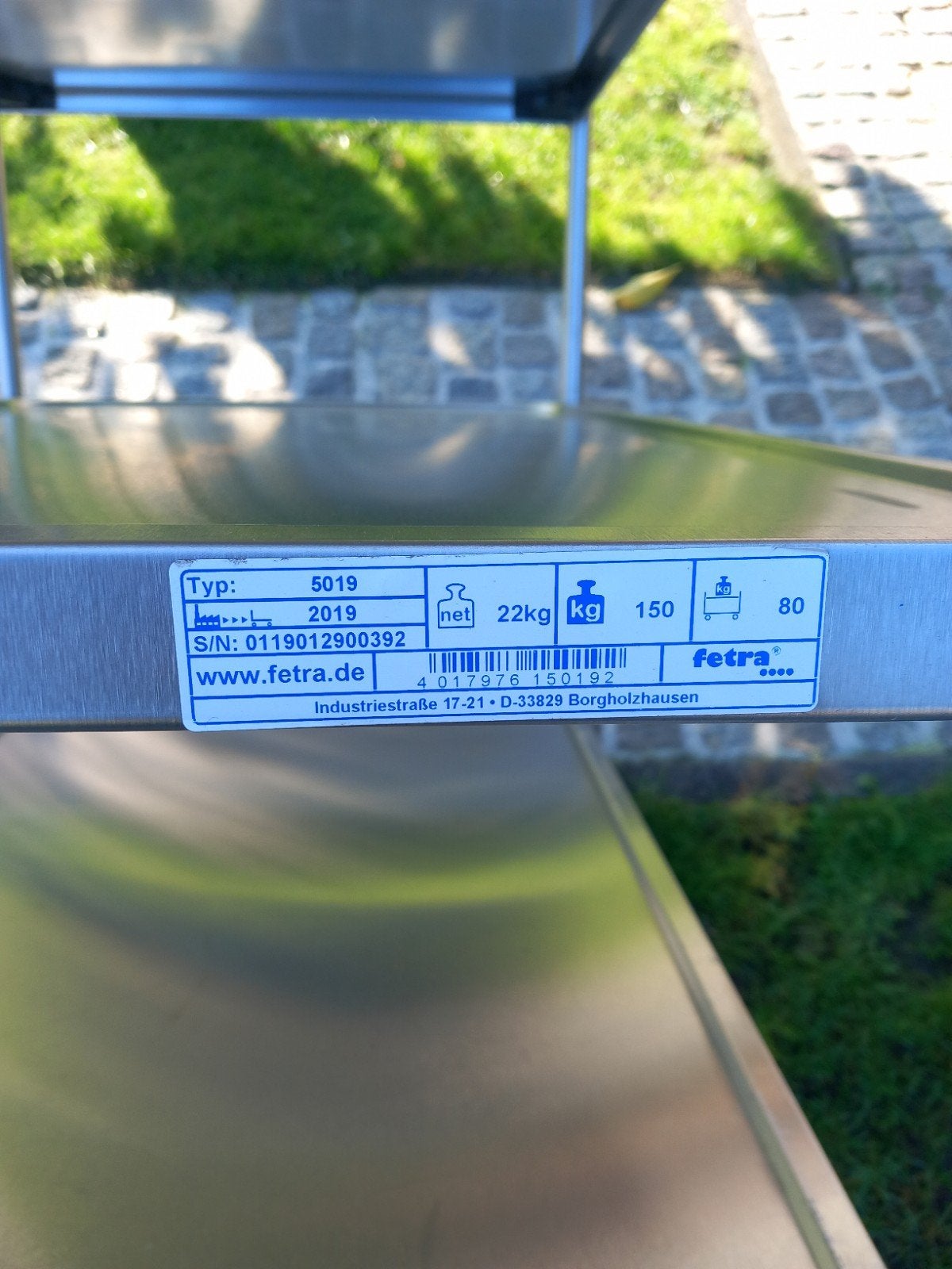 fetra rvs roltafel 1meter op 0,6 meter., Tuin en Terras, Ophalen, Zo goed als nieuw, Fetra, Vrijstaand