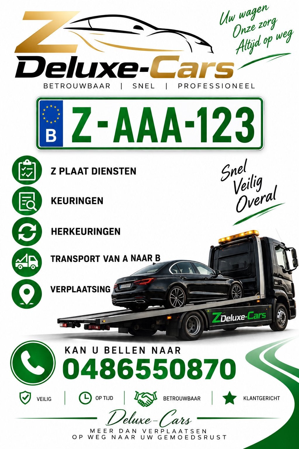 Z plaat diensten keuringen, herkeuringen , transport,, Service 24h/24, Apk-keuring