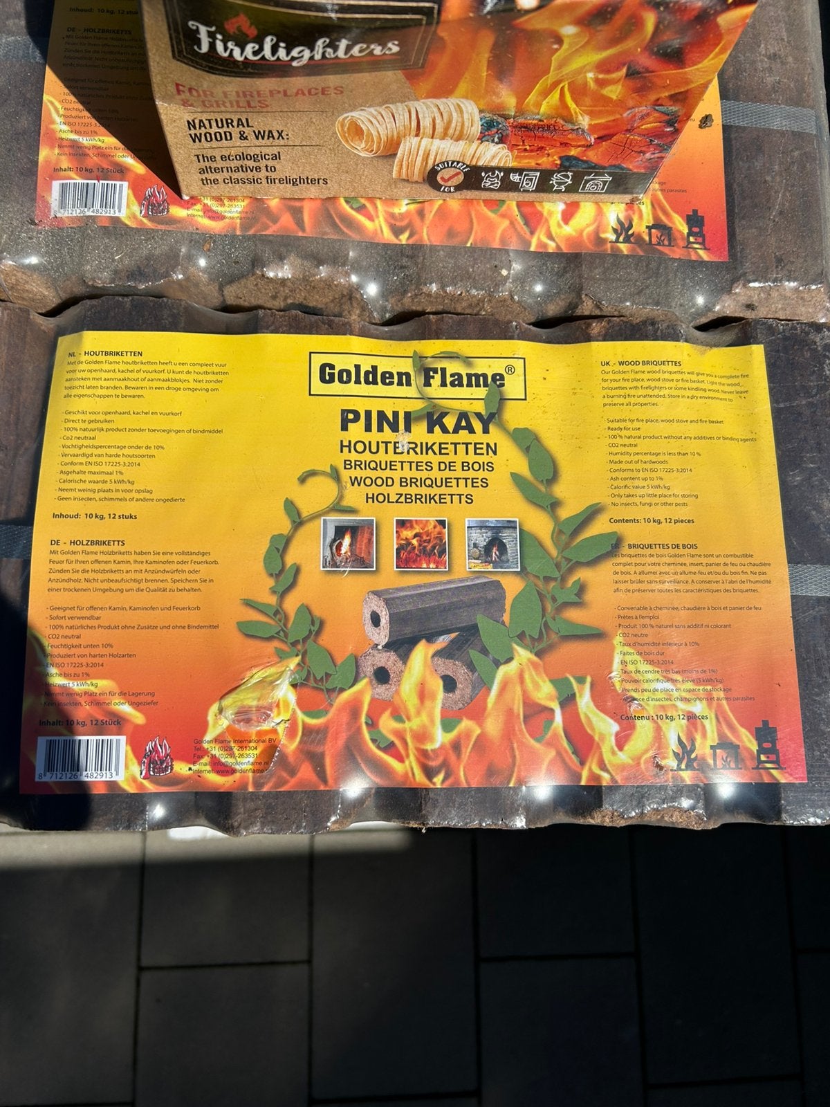 19 pakketten van 10 kg geperste hout briketten, Ophalen, Nieuw, Overige brandstoffen, Houtkachel