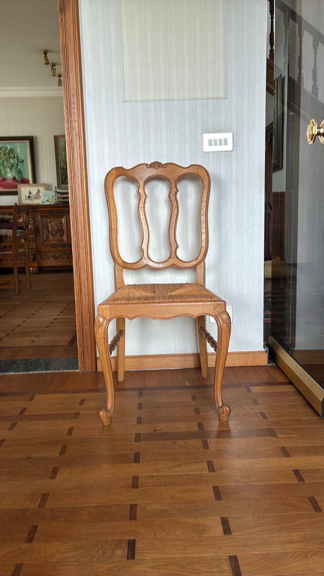 8 chaises en chêne avec sièges rembourrés, Enlèvement