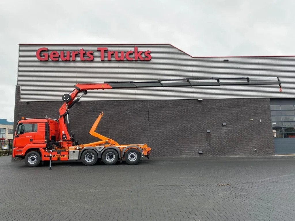 MAN TGS 35.480 8X4 TRIDEM + 20 TON HAAKARM + HMF 3220-K6 KRA, Auto's, Automaat, Euro 6, Overige kleuren, MAN