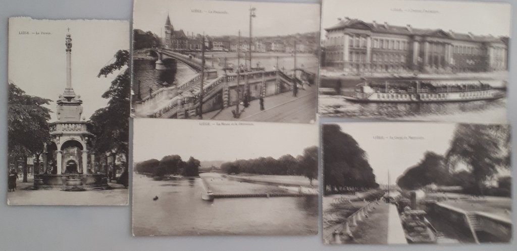 5 Oude Postkaarten : LUIK Meuse, Canal,  etc. Ref.E104, Verzamelen, Ophalen of Verzenden, 1920 tot 1940, Ongelopen, Luik
