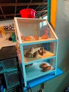 Vintage toonbank / vitrinekast, Ophalen, Gebruikt