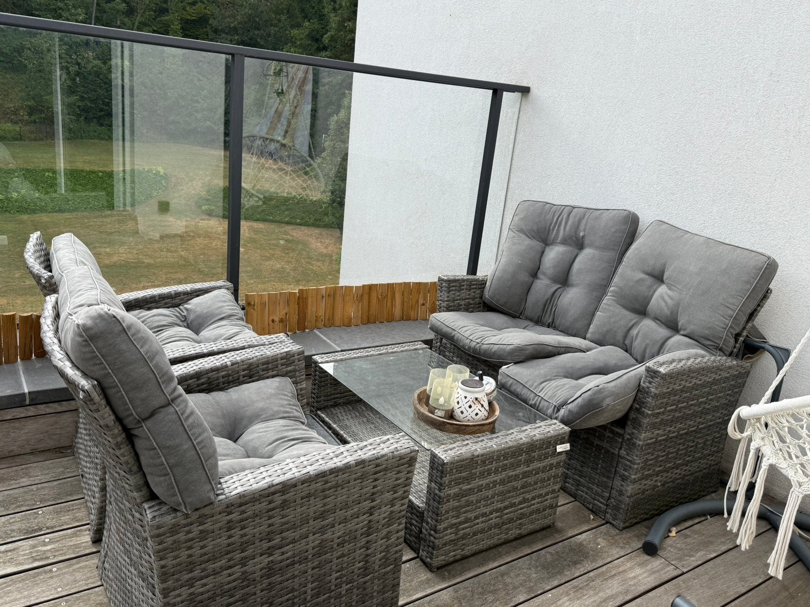 Salon de jardin 4 places en résine tressée – gris, Enlèvement, Utilisé, 2 places