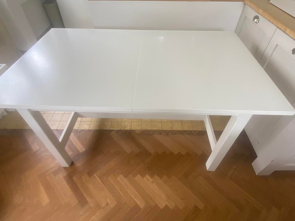 Table à manger extensible blanche 6 à 8 pers., Maison & Meubles, 150 à 200 cm, Cinq personnes ou plus, Comme neuf, Enlèvement