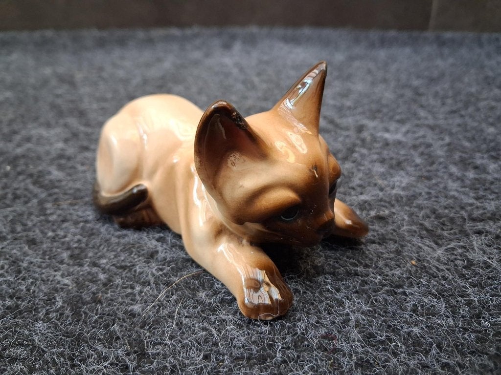 Vintage keramiek beeld Siamese kat, Ophalen of Verzenden