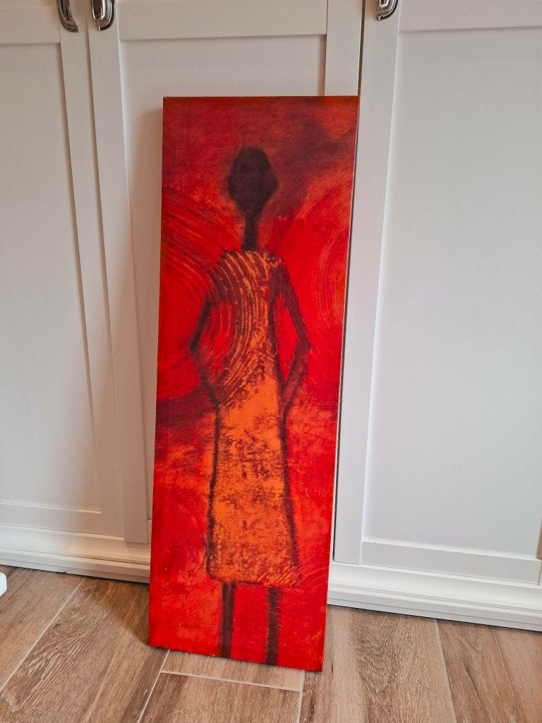 Cadre Tableau Style Africain Illustration, Maison & Meubles, Rouge, Enlèvement ou Envoi, Tableau, Comme neuf