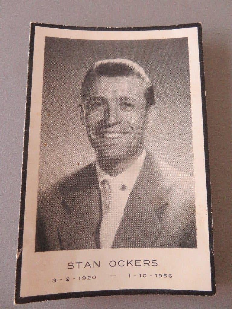 dankbetuiging overlijden wielrenner Stan Ockers 1956, Ophalen of Verzenden, Zo goed als nieuw, Poster, Plaatje of Sticker
