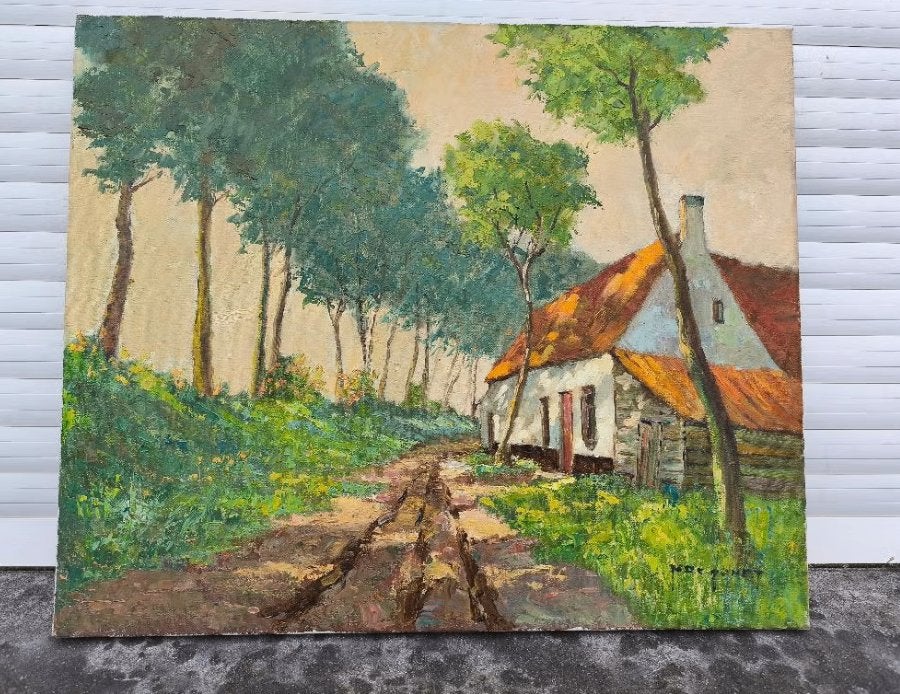 huile sur toile signe, Antiquités & Art, Art | Peinture | Classique, Enlèvement ou Envoi, Toile