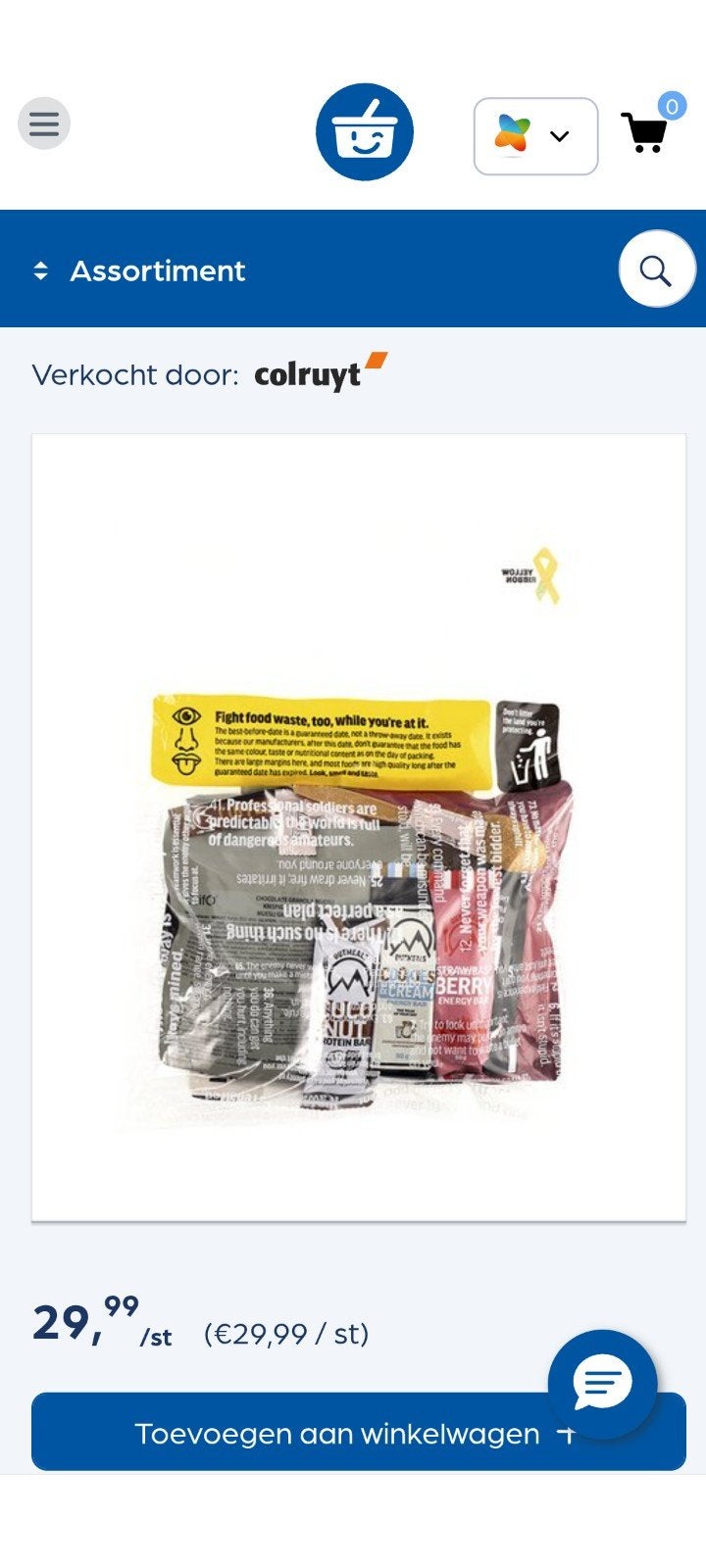 ration de survie / militaire, Enlèvement