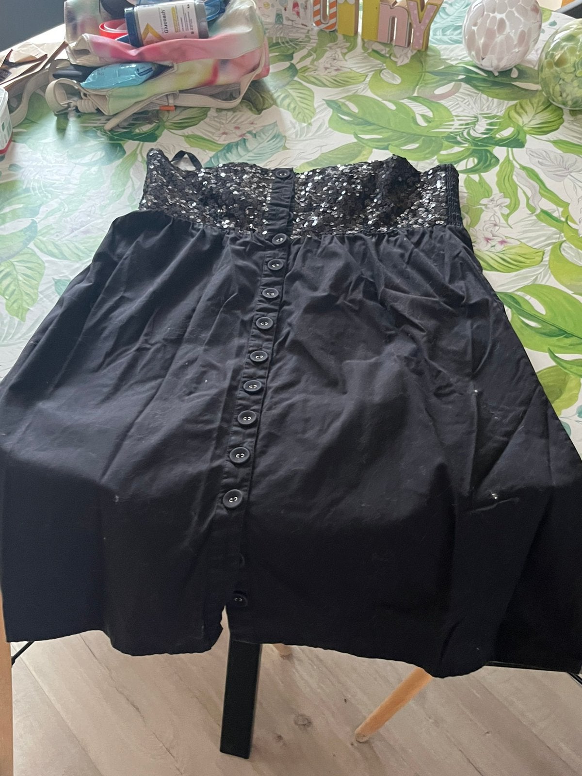 Zwarte jurk met glitters, Zwart, Maat 42/44 (L), Ophalen of Verzenden, Gedragen