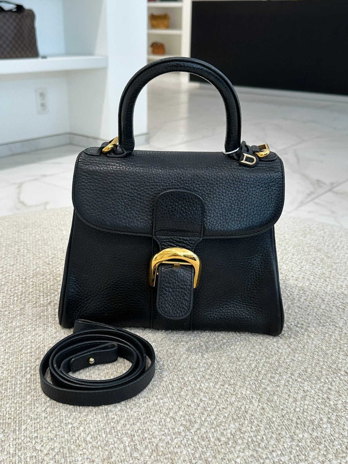 Vintage Delvaux Brillang PM zwart, Ophalen, Zwart, Handtas