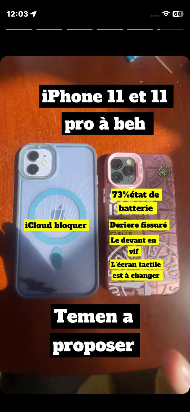 Iphone 11 et 11 pro a vendre à prendre en lot ou séparément, Audio, Tv en Foto, Accu's en Batterijen, Refurbished, Ophalen