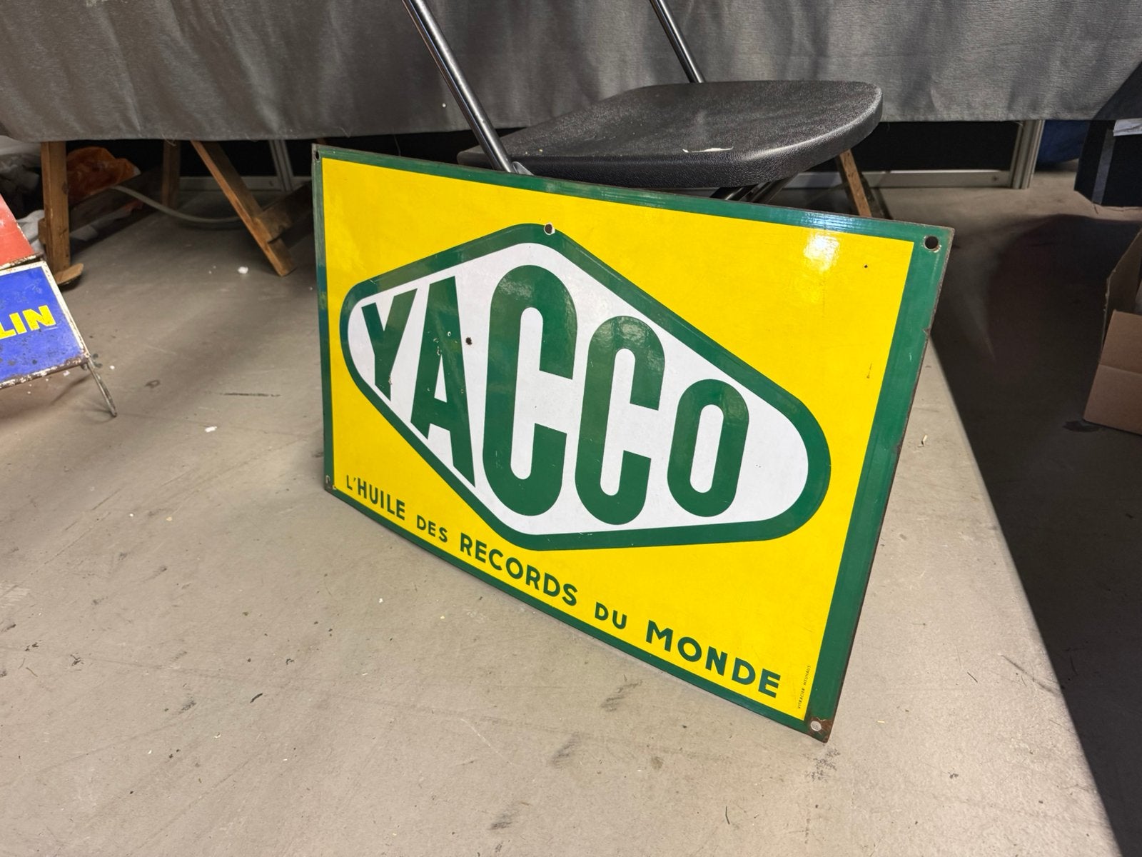 YACCO Olie oud emaille reclamebord, Verzamelen, Reclamebord, Gebruikt, ., Ophalen of Verzenden