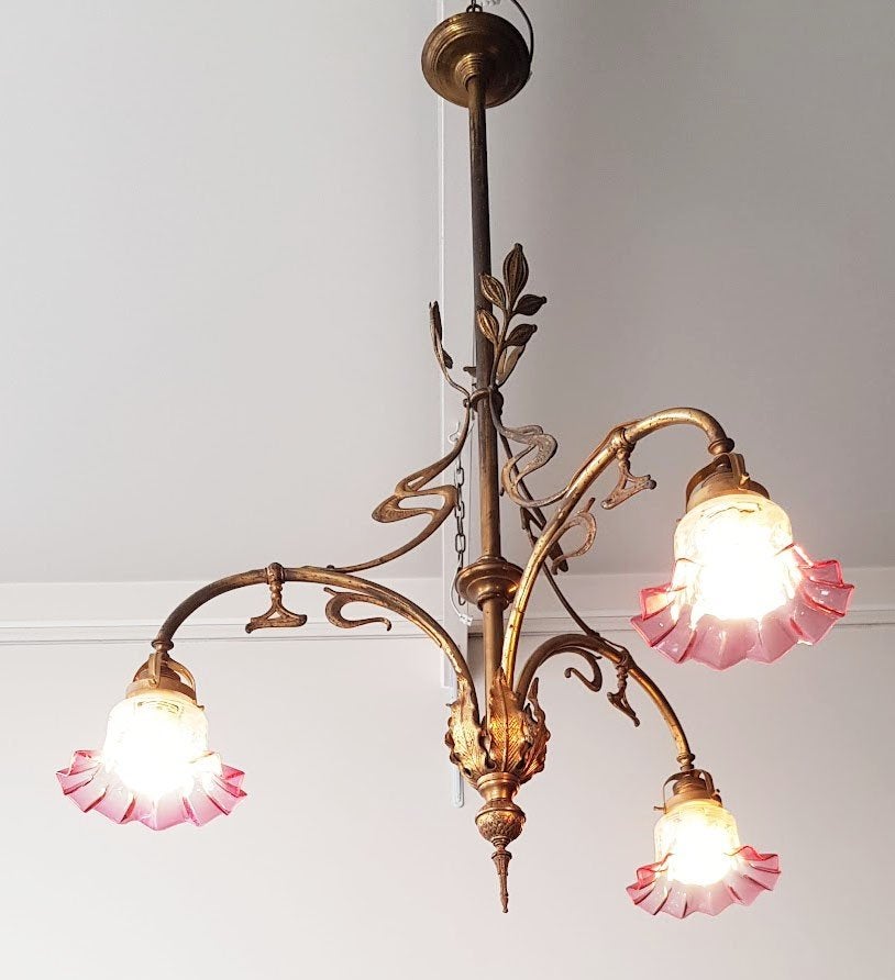 Lustre Art Nouveau., Antiquités & Art, Antiquités | Éclairage, Enlèvement ou Envoi