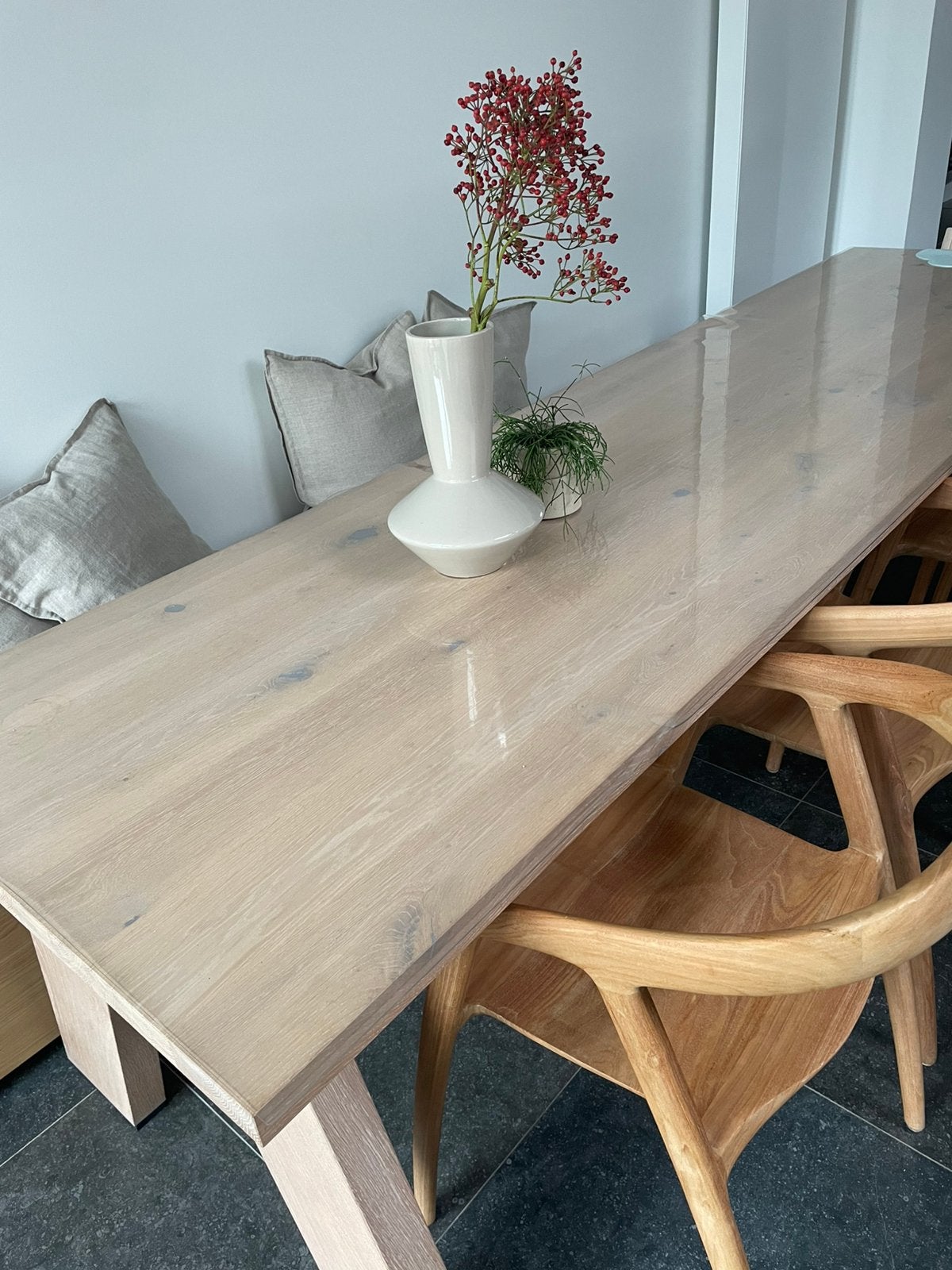Vol eiken eettafel, Ophalen, Eikenhout, 200 cm of meer, 50 tot 100 cm