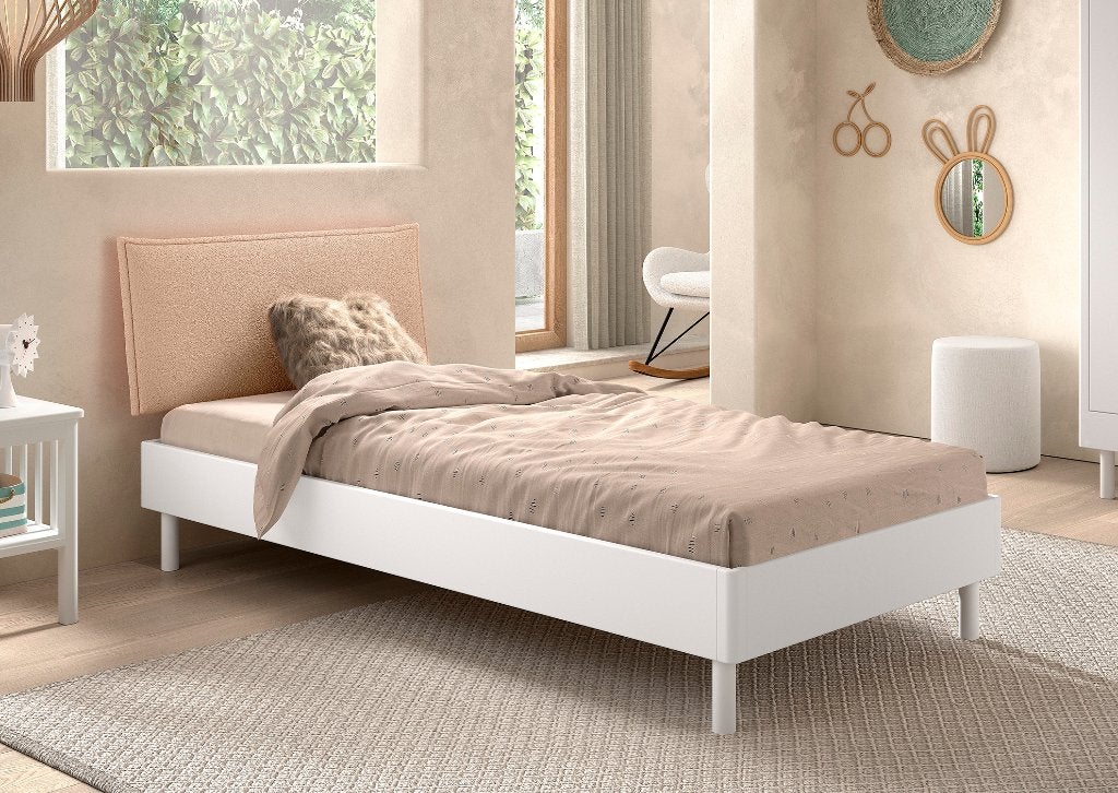 FORREST BED 90 X 200 CM BEUK WIT, Ophalen, 85 tot 100 cm, Nieuw, Lattenbodem