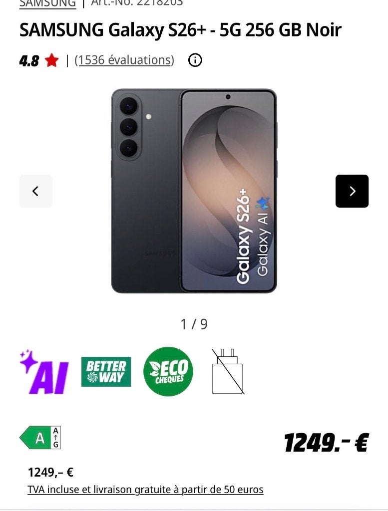SAMSUNG Galaxy S26+ - 5G 256 GB Noir, Télécoms, Téléphonie mobile | Samsung, Neuf, Autres modèles, 10 mégapixels ou plus, Enlèvement