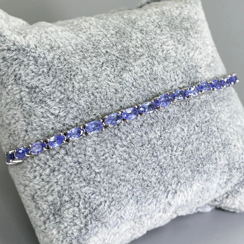 Natuurlijke Tanzaniet Armband – 925 Sterling Zilver, Blauw, Nieuw, Ophalen of Verzenden, Met edelsteen